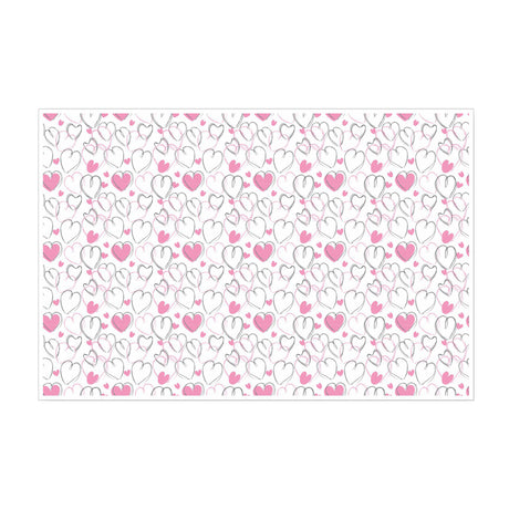 Tissue paper Sketchy Hearts, open sheet, 17gsm – size 50x75cm