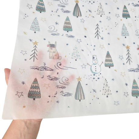 Tissue paper Snowy Friends Christmas, texture and transparency, 17gsm – size 50x75cm