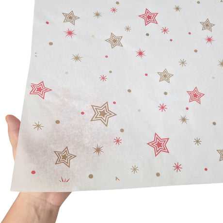 Tissue paper Star Parade Christmas, texture and transparency, 28gsm – size 50x75cm