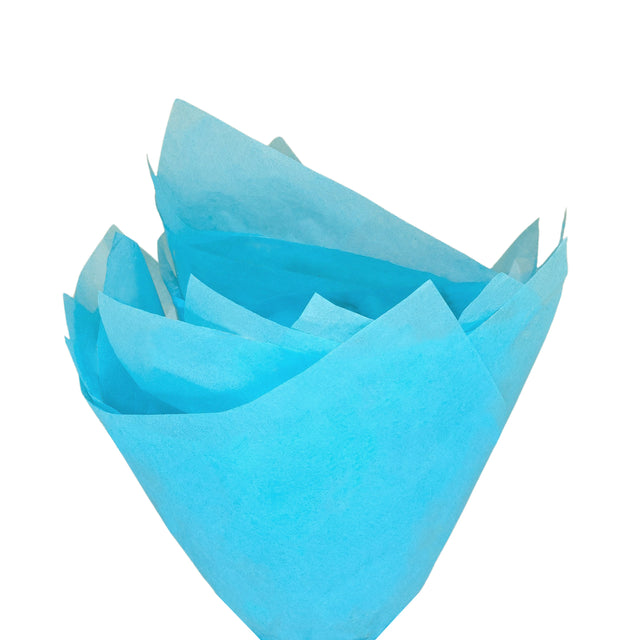 Plain tissue paper turquoise, fan arrangement, 17gsm – size 50x75cm