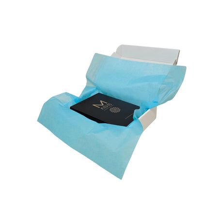 Plain tissue paper turquoise, arranged in a transport box, 17gsm – size 50x75cm
