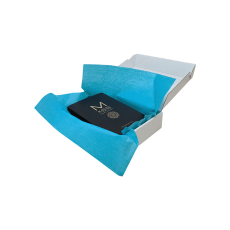 Plain tissue paper turquoise, arranged in a transport box, 28gsm – size 50x75cm