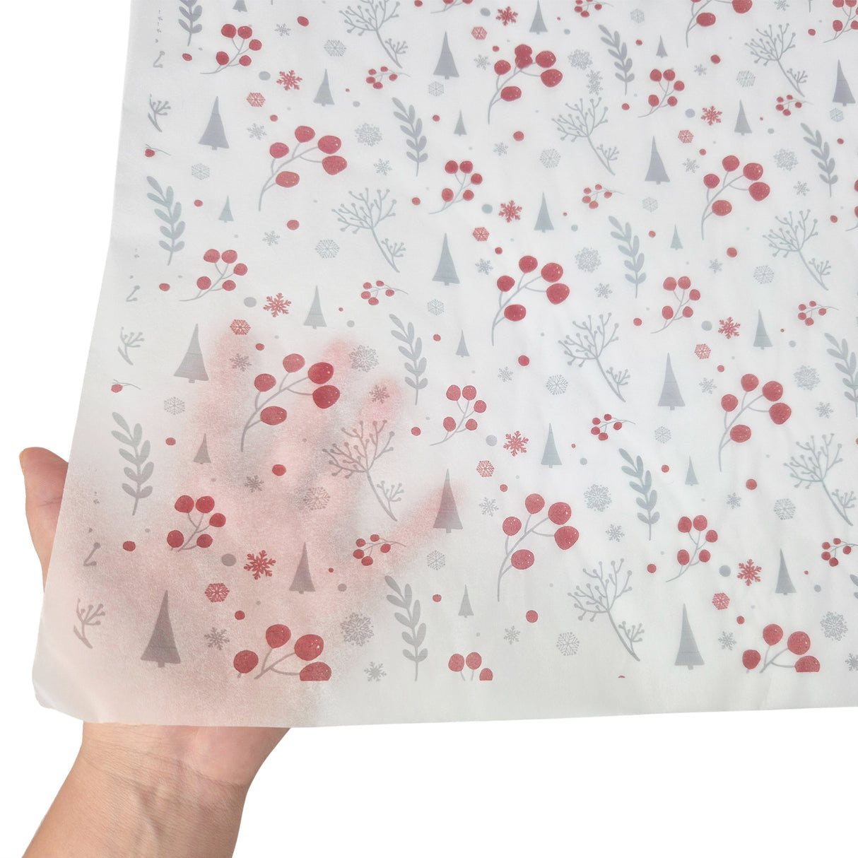 Tissue paper Winter Berries Christmas, texture and transparency, 17gsm – size 50x75cm