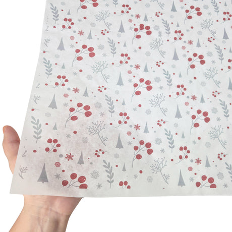 Tissue paper Winter Berries Christmas, texture and transparency, 28gsm – size 50x75cm