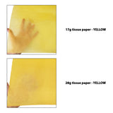 Plain tissue paper yellow, 17gsm vs 28gsm transparency comparison, size 50x75cm