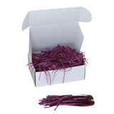 Violet tissue shred filler displayed in a white gift box