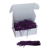 Violet  tissue shred filler displayed in a white gift box